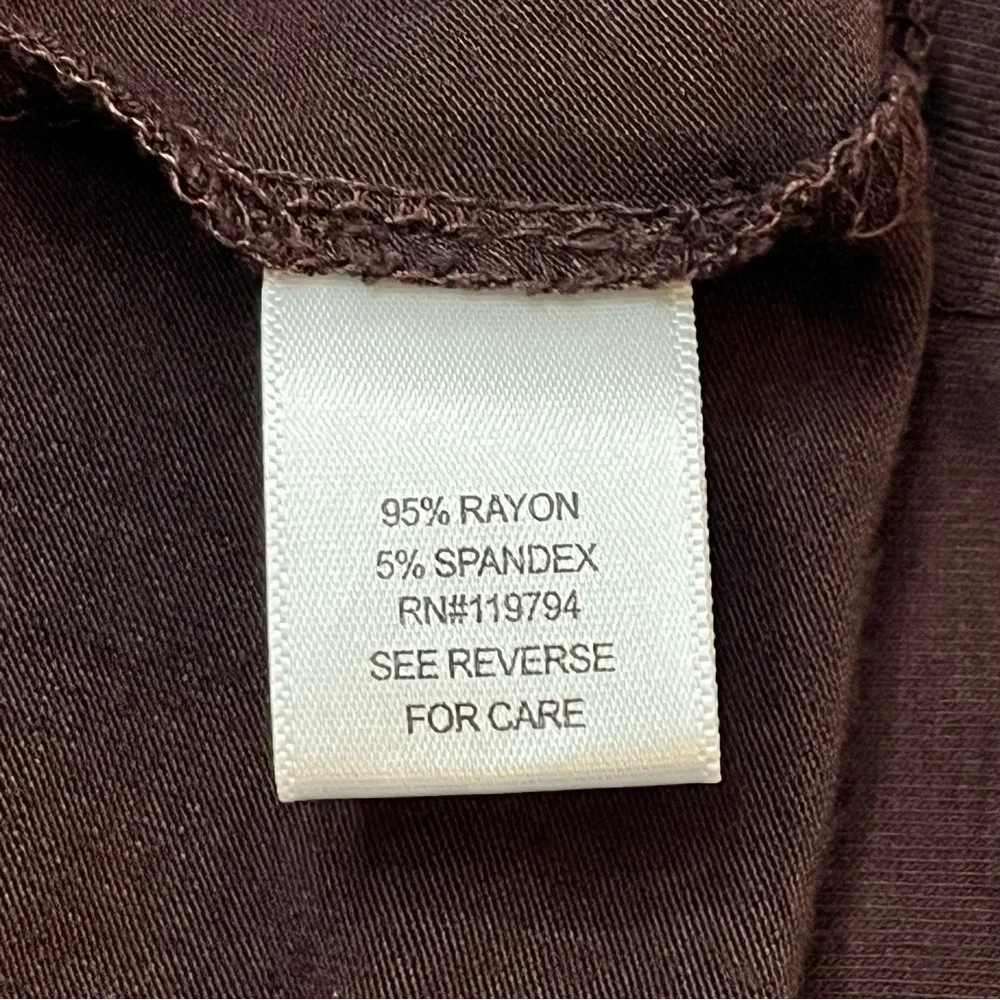 One World Open Cardigan Chocolate‎ Brown Stretchy Gathered Fabric Large